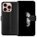 Miniatyrbillede 1 af 3: Apple iPhone 16 Pro Tegnebogsetui Keffiyeh-mønster - klassisk sort-hvid palæstinensisk tørklæde med kulturel betydning