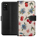 Miniatyrbillede 1 af 3: Samsung Galaxy A41 Tegnebogsetui Bær & Blomster - mønster med blå blomster og skovbær
