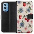 Miniatyrbillede 1 af 3: OnePlus 9 Tegnebogsetui Bær & Blomster - mønster med blå blomster og skovbær