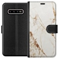 Miniatyrbillede 1 af 3: Samsung Galaxy S10+ Tegnebogsetui Hvid marmor