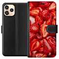 Miniatyrbillede 1 af 3: Apple iPhone 11 Pro Tegnebogsetui Jordbærmønster - sødt motiv med sommerstemning