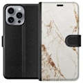 Miniatyrbillede 1 af 3: Apple iPhone 16 Pro Max Tegnebogsetui Hvid marmor
