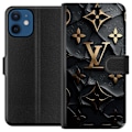 Miniatyrbillede 1 af 3: Apple iPhone 12 mini Tegnebogsetui Louis Vuitton Mørk Tilstand Design Sort Luksus Stil Mode Populær Grafisk Mønster Modeikon Luksusmærke