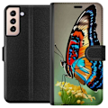Miniatyrbillede 1 af 3: Samsung Galaxy S21 Tegnebogsetui Sommerfugl Natur Sommer Motiv Vinger Farverig Design Populær Dekoration Grafisk Eksotisk Tema