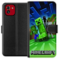 Miniatyrbillede 1 af 3: Samsung Galaxy A03 Tegnebogsetui Minecraft Creeper mobilskal i klassisk grön pixelstil