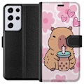 Pikkukuva 1 / 3: Samsung Galaxy S21 Ultra 5G Lompakkokotelo Kawaii Capybara Sydän Anime-tyyli Söpö Suunnittelu Eläinaihe TikTok Suosittu Lahja Tyttö