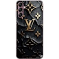 Miniatyrbillede 1 af 3: Samsung Galaxy A14 5G Gennemsigtig cover Louis Vuitton Mørk Tilstand Design Sort Luksus Stil Mode Populær Grafisk Mønster Modeikon Luksusmærke