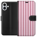 Kompatibelt Plånboksfodral till Apple iPhone 16 Plus Rosa ränder rosa