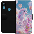 Miniatyrbillede 1 af 3: Huawei Y6 (2019) Tegnebogsetui Enhjørning Candy Pastel Kawaii Motiv Sød Populær Farve Grafisk Trend Børne Motiv Fantasy Art