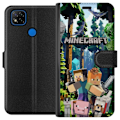 Pikkukuva 1 / 3: Xiaomi Redmi 9C Lompakkokotelo Minecraft-matkapuhelinkotelo metsällä ja pikselityylisillä hahmoilla