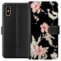 Miniatyrbillede 1 af 3: Apple iPhone XS Max Tegnebogsetui Floral Mønster Sort
