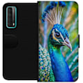 Miniatyrbillede 1 af 3: Huawei P smart 2021 Tegnebogsetui Påfugle Fjer Farverig Design Fuglemotiv Eksotisk Grafisk Motiv Natur Luksuriøs Dekoration