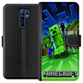 Pikkukuva 1 / 3: Xiaomi Redmi 9 Lompakkokotelo Minecraft Creeper mobilskal i klassisk grön pixelstil