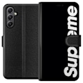 Miniatyrbillede 1 af 3: Samsung Galaxy S23 FE Tegnebogsetui Supreme Sort Hvid Streetwear Design Klassisk Modeikon Trend Urban Stil Grafiskt Motiv Populær