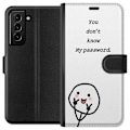 Miniatyrbild 1 av 3: Samsung Galaxy S21+ 5G Plånboksfodral You Don’t Know My Password – edgy textmotiv med attityd