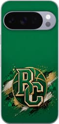 Kompatibelt Mobildeksel til Google Pixel 11 Pro Boston Celtics – Grønt monogram – Grønt og gullfarget sammenflettet bokstavsmonogram med basketball, grønn