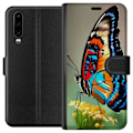 Miniatyrbillede 1 af 3: Huawei P30 Tegnebogsetui Sommerfugl Natur Sommer Motiv Vinger Farverig Design Populær Dekoration Grafisk Eksotisk Tema