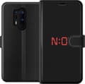 Kompatibel Tegnebogsetui til OnePlus 8 Pro Rød digital tekst med lysende bogstaver på sort baggrund, grafisk tekstmotiv sort