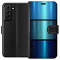 Kompatibelt Lommeboketui til Samsung Galaxy S21+ 5G Blå Metalliske Striper