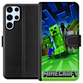 Miniatyrbillede 1 af 3: Samsung Galaxy S24 Ultra Tegnebogsetui Minecraft Creeper mobilskal i klassisk grön pixelstil