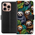 Miniatyrbillede 1 af 3: Apple iPhone 16 Pro Tegnebogsetui Sengångarstil - afslappet motiv med sød dovendyr