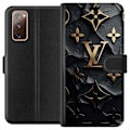 Miniatyrbillede 1 af 3: Samsung Galaxy S20 FE Tegnebogsetui Louis Vuitton Mørk Tilstand Design Sort Luksus Stil Mode Populær Grafisk Mønster Modeikon Luksusmærke