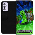 Miniatyrbild 1 av 3: Samsung Galaxy A82 5G Plånboksfodral Minecraft Creeper mobilskal i klassisk grön pixelstil