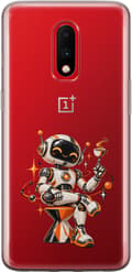 Kompatibelt Mobilskal till OnePlus 7 Robotbarista silver