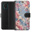 Kompatibel Tegnebogsetui til Xiaomi Mi 10 Lite 5G Blomsterornament blå
