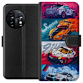 Pikkukuva 1 / 3: OnePlus 11R Lompakkokotelo Nopeat Autot - Piirretty Kuvio Toiminnalla