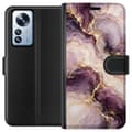 Kompatibel Tegnebogsetui til Xiaomi 12 Pro Blommemarmor lilla