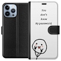 Miniatyrbild 1 av 3: Apple iPhone 13 Pro Max Plånboksfodral You Don’t Know My Password – edgy textmotiv med attityd
