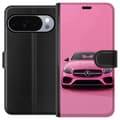 Kompatibel Tegnebogsetui til Google Pixel 11 Pro XL Lyserød luksusbil set forfra mod minimalistisk lyserød baggrund pink