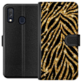 Miniatyrbillede 1 af 3: Samsung Galaxy A40 Tegnebogsetui Guld & Glitter
