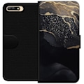 Miniatyrbillede 1 af 3: Huawei Y6 (2018) Tegnebogsetui Sort guld abstrakt