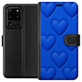 Miniatyrbillede 1 af 3: Samsung Galaxy S20 Ultra Tegnebogsetui Blå Hjerter