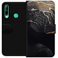 Miniatyrbillede 1 af 3: Huawei P40 lite E Tegnebogsetui Sort guld abstrakt