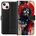 Pikkukuva 1 / 3: Apple iPhone 13 mini Lompakkokotelo Jeesus ristillä - kristillinen aihe vahvalla symboliikalla uskosta ja toivosta