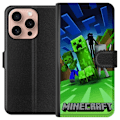 Pikkukuva 1 / 3: Apple iPhone 16 Pro Lompakkokotelo Minecraft Creeper mobilskal i klassisk grön pixelstil
