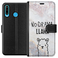 Miniatyrbillede 1 af 3: Huawei P30 lite Tegnebogsetui Llama Marmor