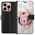 Miniatyrbillede 1 af 3: Apple iPhone 16 Pro Tegnebogsetui Labubu Hjerte Baggrund Pop Mart Kærlighed Tema Karakter Design Populært Motiv Samlerfigur Kunst Legetøj Serie