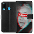 Miniatyrbillede 1 af 3: Huawei P30 lite Tegnebogsetui Supreme Albert Einstein 3D Motiv Streetwear Design Populær Videnskab Ikonisk Grafisk Urban Kunst