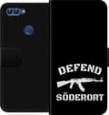 Miniatyrbillede 1 af 3: Kompatibel Tegnebogsetui til Huawei P smart Sort Söderort - hvidt områdeslogan og hvid våbensilhuet på sort baggrund sort