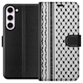 Pikkukuva 1 / 3: Samsung Galaxy S23+ Lompakkokotelo Palestiinalainen kuvio - perinteiseen tyyliin inspiroima keffiyeh-kangas