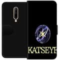 Miniatyrbillede 1 af 3: Kompatibel Tegnebogsetui til OnePlus 7 Pro KATSEYE-logo med gul stjerne, lilla omløbsringe og lys typografi mod sort baggrund sort