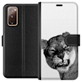 Miniatyrbillede 1 af 3: Samsung Galaxy S20 FE Tegnebogsetui Løve Kunstnerisk Dyremotiv Afrikansk Stil Jungle Følelse Grafisk Design Hjemmedekoration Dyr Tema