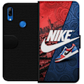 Miniatyrbillede 1 af 3: Huawei P Smart Z Tegnebogsetui  Nike Logo Rød Blå Sneakers Stil Sport Mode Populært Swoosh Motiv Træningstøj Grafisk Ikon