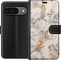 Kompatibelt Lommeboketui til Google Pixel 9 Beige marmorvirvler beige