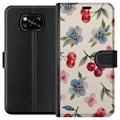 Pikkukuva 1 / 3: Xiaomi Poco X3 NFC Lompakkokotelo Marjat & Kukat - kuvio, jossa on sinisiä kukkia ja metsänmarjoja