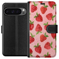 Miniatyrbild 1 av 3: Google Pixel 9 Pro XL Plånboksfodral Strawberry Dreams – jordgubbsmönster i retrostil